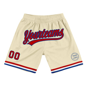 Custom Cream Red-Royal Authentic Throwback Basketball Shorts