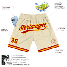 Load image into Gallery viewer, Custom Cream Red-Gold Authentic Throwback Basketball Shorts
