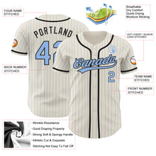 Load image into Gallery viewer, Custom Cream Light Blue Pinstripe Black Authentic Baseball Jersey
