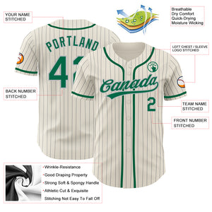 Custom Cream Gray Pinstripe Kelly Green Authentic Baseball Jersey