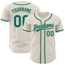 Load image into Gallery viewer, Custom Cream Gray Pinstripe Kelly Green Authentic Baseball Jersey
