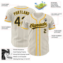 Load image into Gallery viewer, Custom Cream Black Pinstripe Gold Authentic Baseball Jersey

