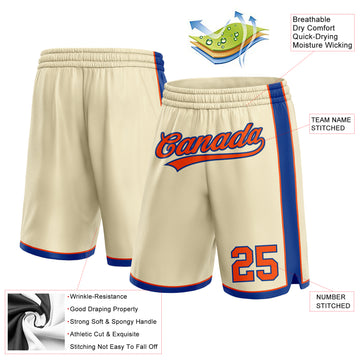 Custom Cream Orange-Royal Authentic Basketball Shorts