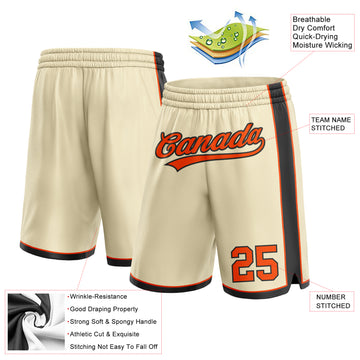 Custom Cream Orange-Black Authentic Basketball Shorts