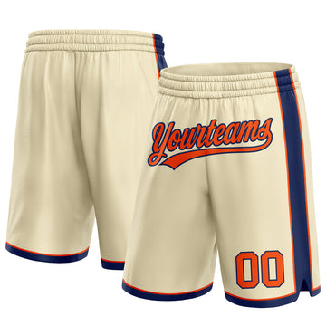 Custom Cream Orange-Navy Authentic Basketball Shorts