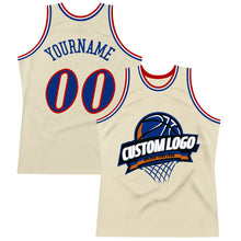 Load image into Gallery viewer, Custom Cream Royal Red-White Authentic Throwback Basketball Jersey
