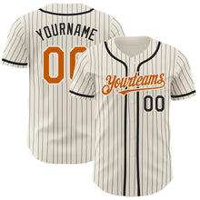 Load image into Gallery viewer, Custom Cream Black Pinstripe Texas Orange Authentic Baseball Jersey
