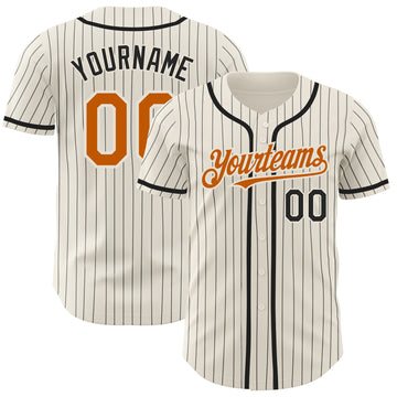 Custom Cream Black Pinstripe Texas Orange Authentic Baseball Jersey