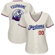 Load image into Gallery viewer, Custom Cream Red-Royal Authentic Baseball Jersey
