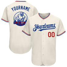 Load image into Gallery viewer, Custom Cream Red-Royal Authentic Baseball Jersey
