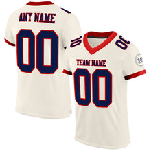 Load image into Gallery viewer, Custom Cream Navy-Red Mesh Authentic Football Jersey
