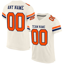 Load image into Gallery viewer, Custom Cream Orange-Navy Mesh Authentic Football Jersey
