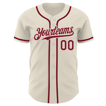 Custom Cream Crimson Authentic Baseball Jersey