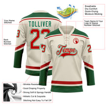 Load image into Gallery viewer, Custom Cream Red-Kelly Green Hockey Lace Neck Jersey
