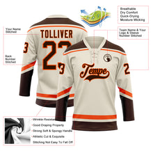 Load image into Gallery viewer, Custom Cream Brown-Orange Hockey Lace Neck Jersey
