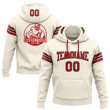 Load image into Gallery viewer, Custom Stitched Cream Red-Black Football Pullover Sweatshirt Hoodie
