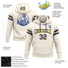 Load image into Gallery viewer, Custom Stitched Cream Royal-Yellow Football Pullover Sweatshirt Hoodie
