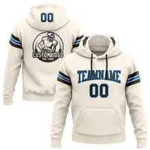 Load image into Gallery viewer, Custom Stitched Cream Black-Blue Football Pullover Sweatshirt Hoodie
