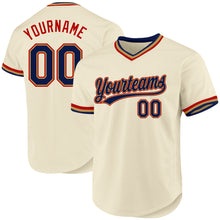 Load image into Gallery viewer, Custom Cream Navy Old Gold-Red Authentic Throwback Baseball Jersey
