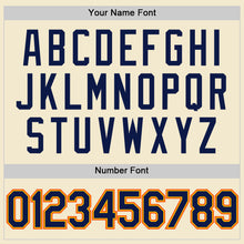 Load image into Gallery viewer, Custom Cream Navy Gold-Orange Authentic Throwback Baseball Jersey

