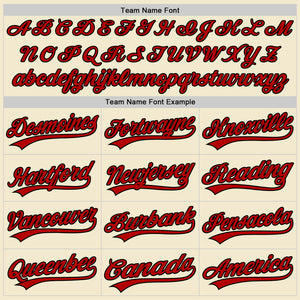 Custom Cream Red-Black Authentic Throwback Baseball Jersey
