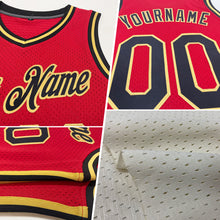 Load image into Gallery viewer, Custom Cream Navy-Red Authentic Throwback Basketball Jersey
