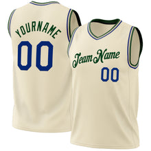 Load image into Gallery viewer, Custom Cream Royal-Green Authentic Throwback Basketball Jersey
