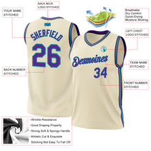 Load image into Gallery viewer, Custom Cream Purple Teal-Black Authentic Throwback Basketball Jersey
