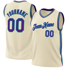 Load image into Gallery viewer, Custom Cream Purple Teal-Black Authentic Throwback Basketball Jersey
