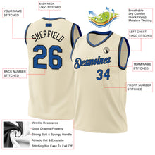 Load image into Gallery viewer, Custom Cream Blue-Black Authentic Throwback Basketball Jersey
