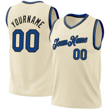 Load image into Gallery viewer, Custom Cream Blue-Black Authentic Throwback Basketball Jersey

