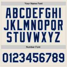 Load image into Gallery viewer, Custom Cream Navy-Light Blue Authentic Throwback Basketball Jersey
