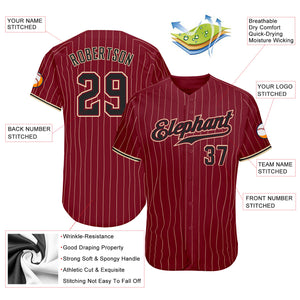 Custom Crimson Cream Pinstripe Black-City Cream Authentic Baseball Jersey