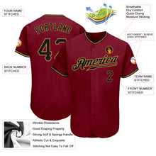 Load image into Gallery viewer, Custom Crimson Black-Old Gold Authentic Baseball Jersey
