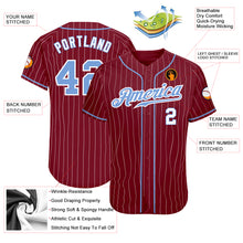 Load image into Gallery viewer, Custom Crimson White Pinstripe Light Blue-White Authentic Baseball Jersey
