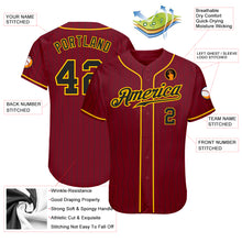 Load image into Gallery viewer, Custom Crimson Black Pinstripe Black-Gold Authentic Baseball Jersey
