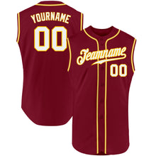 Load image into Gallery viewer, Custom Crimson White-Gold Authentic Sleeveless Baseball Jersey
