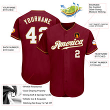 Load image into Gallery viewer, Custom Crimson White-Old Gold Authentic Baseball Jersey
