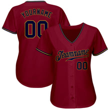 Load image into Gallery viewer, Custom Crimson Navy-Old Gold Authentic Baseball Jersey
