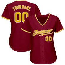 Load image into Gallery viewer, Custom Crimson Gold-White Authentic Baseball Jersey
