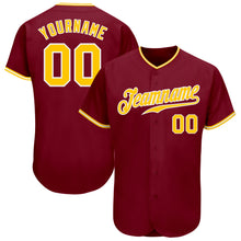 Load image into Gallery viewer, Custom Crimson Gold-White Authentic Baseball Jersey
