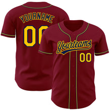 Load image into Gallery viewer, Custom Crimson Gold-Navy Authentic Baseball Jersey
