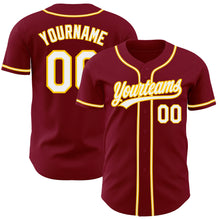 Load image into Gallery viewer, Custom Crimson White-Gold Authentic Baseball Jersey

