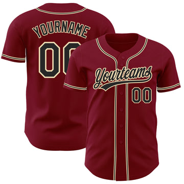 Custom Crimson Black-City Cream Authentic Baseball Jersey