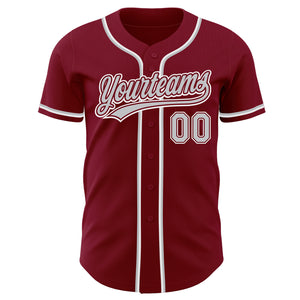 Custom Crimson Gray-White Authentic Baseball Jersey