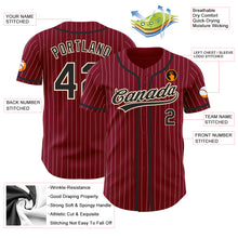 Load image into Gallery viewer, Custom Crimson Cream Pinstripe Black Authentic Baseball Jersey
