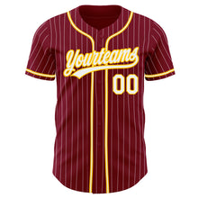 Load image into Gallery viewer, Custom Crimson White Pinstripe White-Gold Authentic Baseball Jersey
