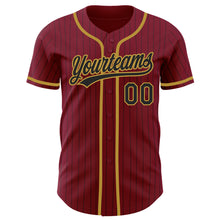 Load image into Gallery viewer, Custom Crimson Black Pinstripe Old Gold Authentic Baseball Jersey
