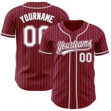 Load image into Gallery viewer, Custom Crimson White Pinstripe Gray Authentic Baseball Jersey
