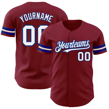 Custom Crimson White-Royal Authentic Baseball Jersey